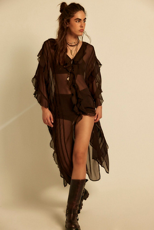 Winter Valley Kimono by Free People in Brown