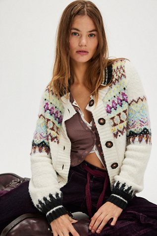 Millie Cardi At Free People In Oatmeal Combo, Size: Small