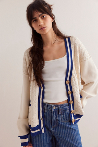 We The Free Varsity Cardi At Free People In Ecru, Size: Small