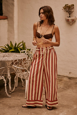 Solara Pants By free-est At Free People In Red And Brown Combo, Size: Medium