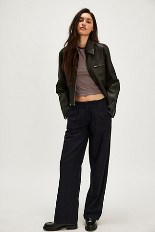 Bond Low-Rise Trousers At Free People In Navy Combo, Size: US 14