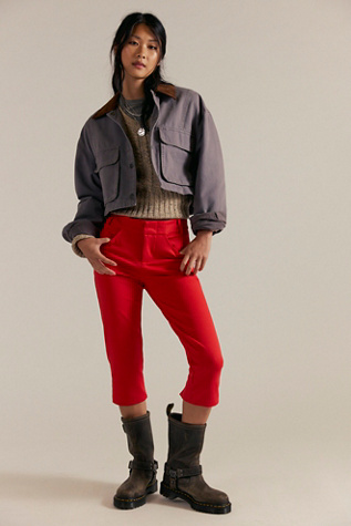 Bette Super Slim Capris at Free People in Fiery Red, Size: US 8