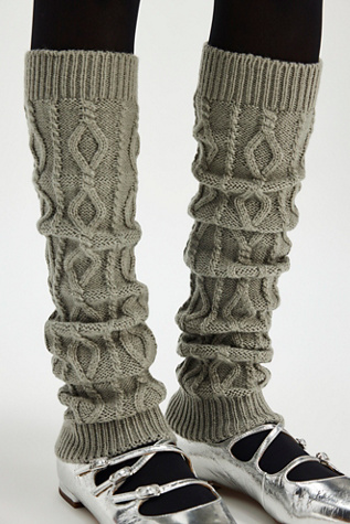 Cable Knit Legwarmers at Free People in Grey