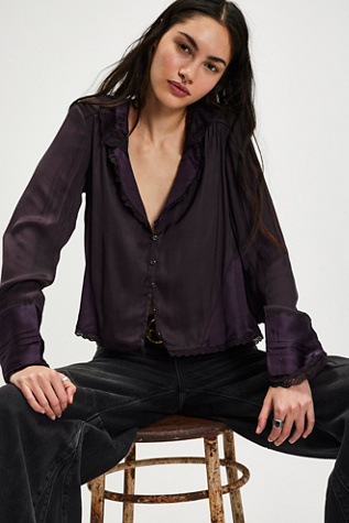 Elsa Silky Bed Jacket Top At Free People In Bitter Bark, Size: Small