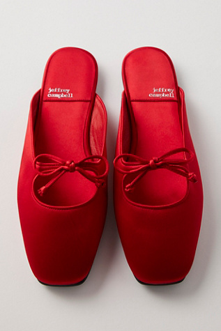 Elaine Ballet Mules By Jeffrey Campbell At Free People In Red Satin, Size: US 9