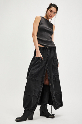 Eloise Maxi Skirt At Free People In Washed Black, Size: Small