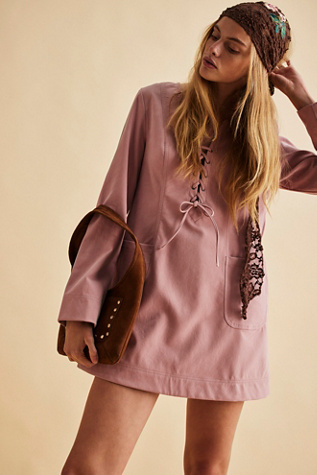 Bradley Faux Suede Mini Dress At Free People In Pink Zephyr, Size: Large