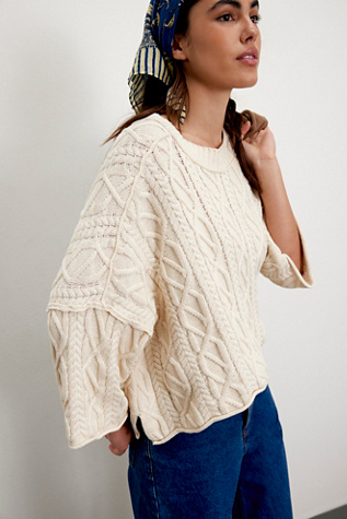 Washed Ashore Sweater by Free People in White, Size: L