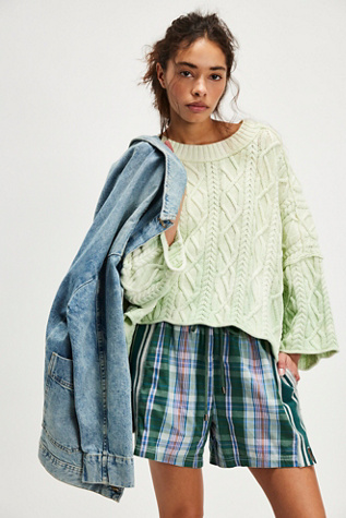 Washed Ashore Jumper At Free People In Candy Mint Combo, Size: Large