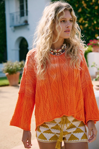 Washed Ashore Sweater by Free People in Orange, Size: S