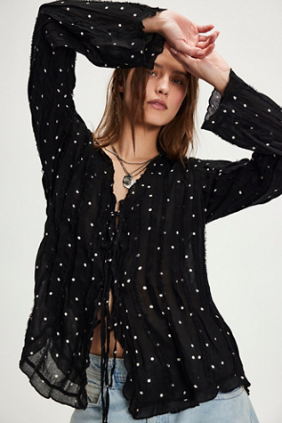 Emma Printed Blouse At Free People In Black Combo, Size: Large