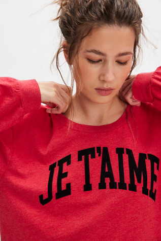 Je T'aime Crew By Chaser At Free People In True Red, Size: XS