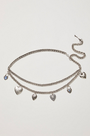 Key To My Heart Chain Belt by Free People in Silver