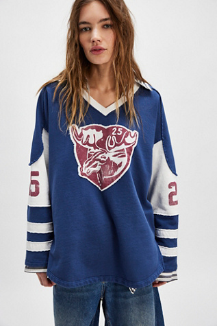 Montclair Jersey Sweatshirt By Ragabond At Free People In Blue, Size: Small