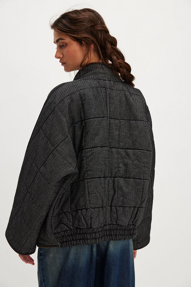 Dolman Quilted Textured Denim Jacket #2
