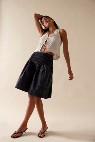 Peyton Pintuck Midi Skirt At Free People In Washed Black, Size: US 6