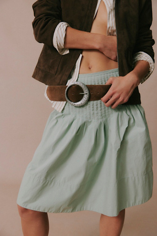 Peyton Pintuck Midi Skirt by Free People in Blue, Size: US 6