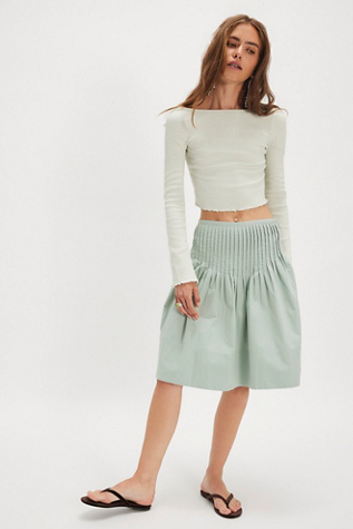 Peyton Pintuck Midi Skirt by Free People in Blue, Size: US 0