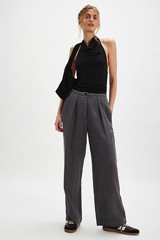 Tyler Linen Trousers At Free People In Black, Size: XS