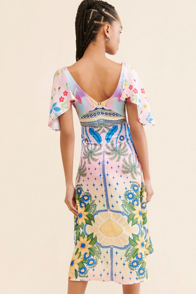 Oceanus Camille Satin Midi Dress #1
