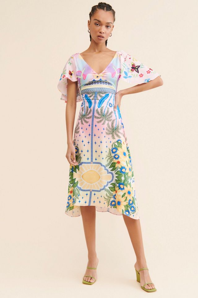 Oceanus Camille Satin Midi Dress #3
