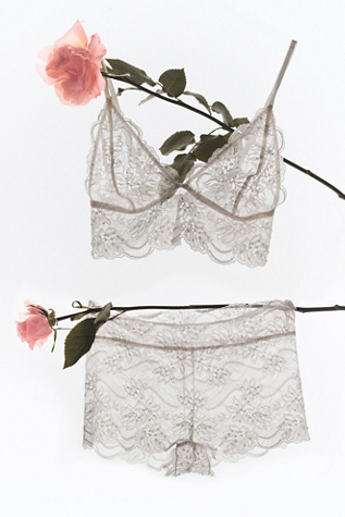 Last Dance Lace Longline Bralette By Intimately At Free People In Ivory Combo, Size: Large