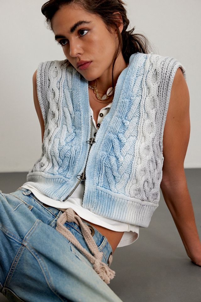 We The Free Blue Rain Cable Vest #2
