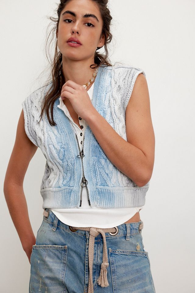 We The Free Blue Rain Cable Vest #5