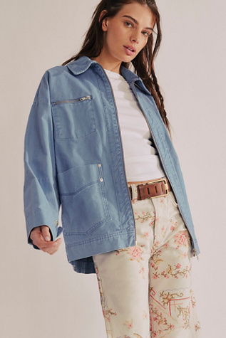 We The Free Easy That Canvas Jacket At Free People In Autumn Sky, Size: XL