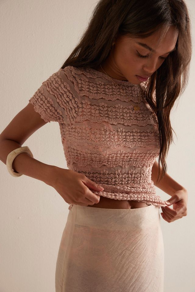 (取寄) フリーピープル レディース アンジェリーナ レース ティー Free People women Angelina Lace Tee Tea(1108) Angelina Lace Tee, Allure Blue | Free People – North & Main