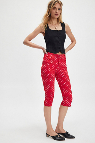 Bette Printed Super Slim Capris At Free People In Little Dot, Size: US 6