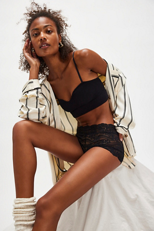 Rib I Reach For Longline Bralette By Intimately At Free People In Black, Size: XS/S