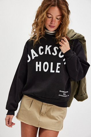 Jackson Hole Simple Crewneck by Free People in Black, Size: XS