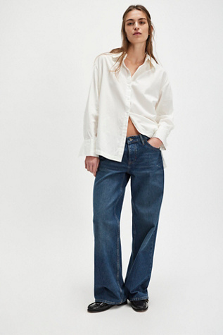 Lee Solid Buttondown At Free People In Clean Ivory, Size: Medium