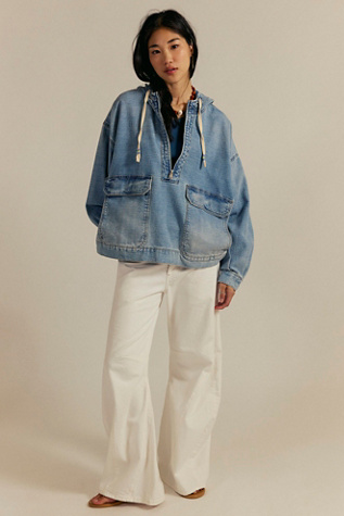 We The Free Casey Denim Pullover Jacket at Free People in Blue, Size: M