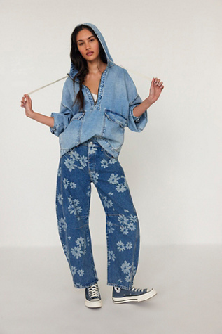 We The Free Casey Denim Pullover Jacket at Free People in Blue, Size: M
