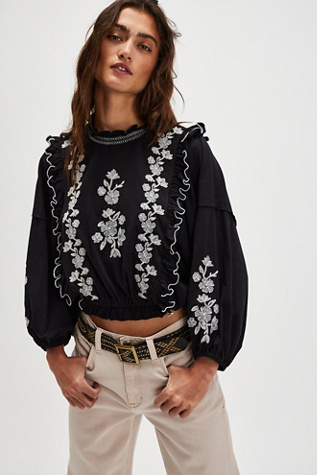 Embroider Me Top At Free People In Black, Size: XS