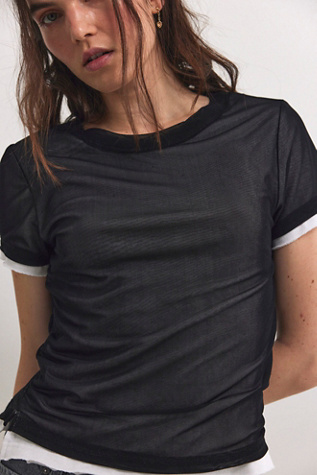 We The Free Tasha Tee At Free People In Black/Ivory Combo, Size: Small