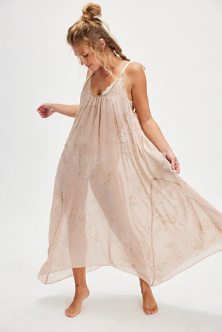 A Little Shine Maxi Slip By Intimately At Free People In Blush, Size: Large