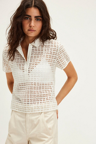 Anna Eyelet Top At Free People In Clean Ivory, Size: Small