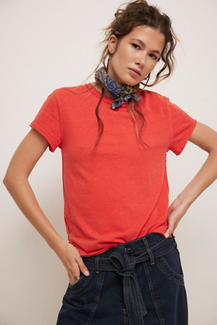 We The Free Nova Tee At Free People In Cherry Tomato, Size: Medium