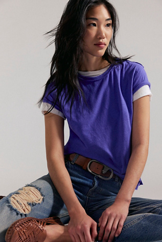 Petit Haut Free People Femme – Rayures Bleu Et Blanc, Manches Courtes, Taille S