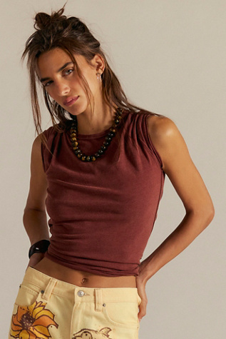 We The Free Nova Tee at Free People in Cherry Mahogany, Size: Medium