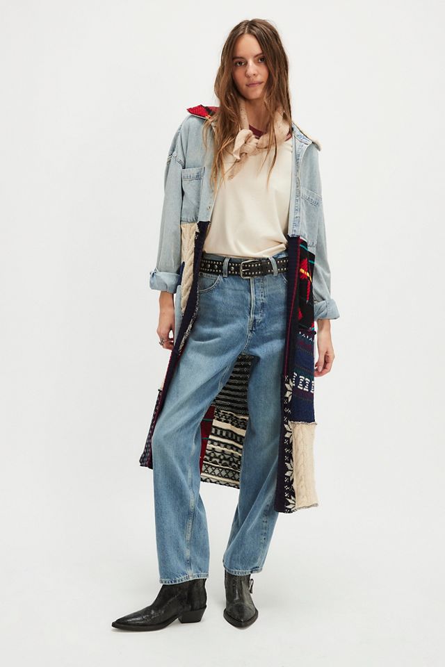 Free People x Tricia Fix Crochet Dreams Duster Sz L Denim Jeans hotsell Lace NWT $428