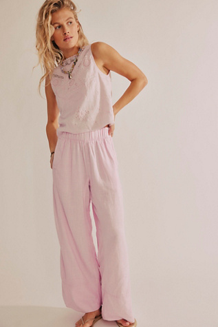 Day's End Linen Pull-On Trousers At Free People In A-Boo, Size: Large