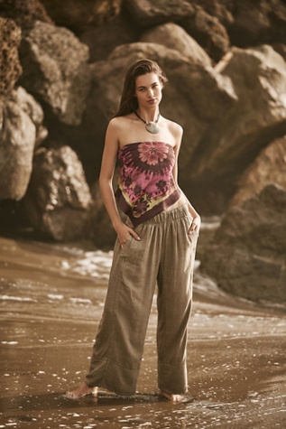 Day's End Linen Pull-On Trousers At Free People In Caiman, Size: XS