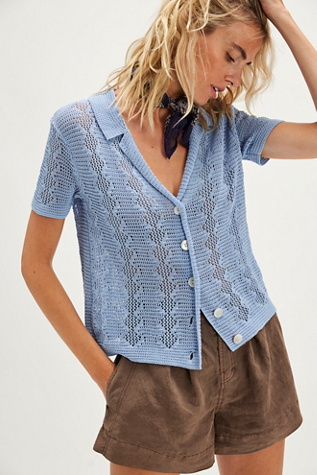 Diamond Polo At Free People In Blue Skies, Size: Medium