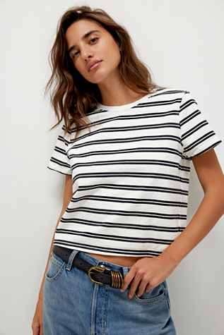 We The Free Everyday Striped Tee at Free People in Black And White, Size: XS