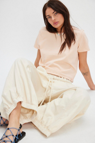We The Free Everyday Striped Tee at Free People in Orange, Size: S
