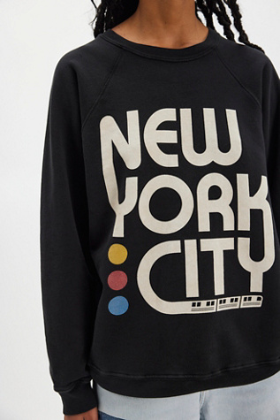 New York Subway Crew By Original Retro Brand At Free People In Vintage Black, Size: Large